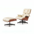 Mid-Century Leather Swivel Lounge Chair + Ottoman by George Oliver