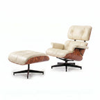 Mid-Century Leather Swivel Lounge Chair + Ottoman by George Oliver
