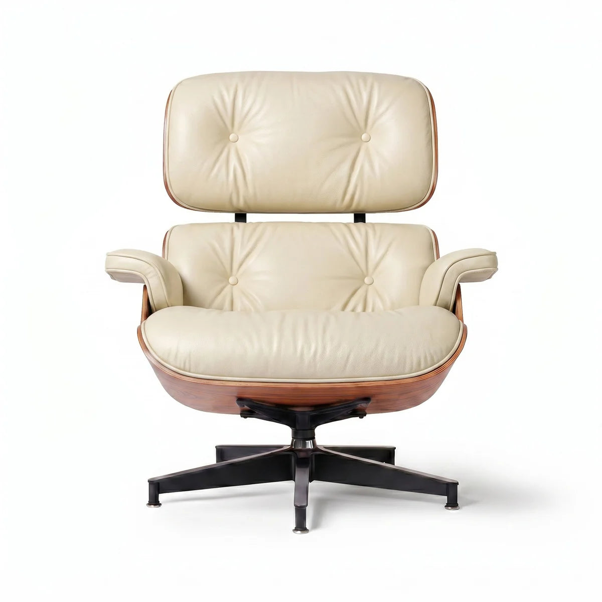 Mid-Century Leather Swivel Lounge Chair + Ottoman by George Oliver